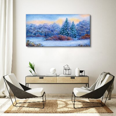 Winter landscape in pastel colors Print on canvas