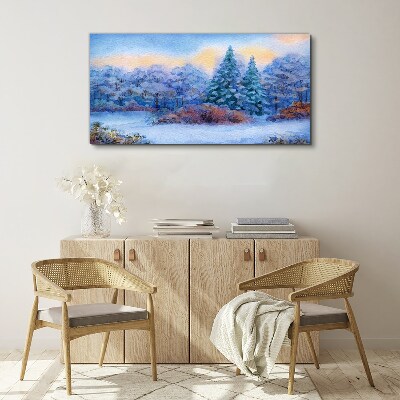 Winter landscape in pastel colors Print on canvas