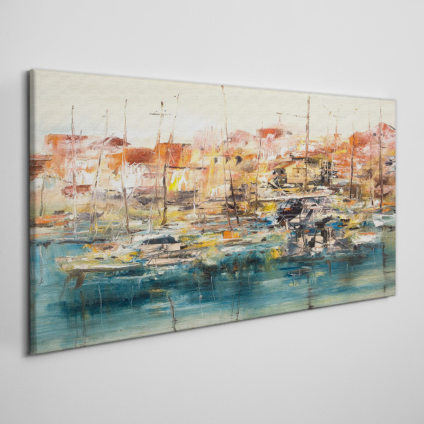 Port landscapes in pastel colors Print on canvas