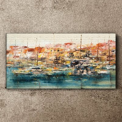 Port landscapes in pastel colors Print on canvas