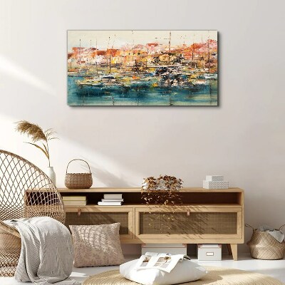 Port landscapes in pastel colors Print on canvas