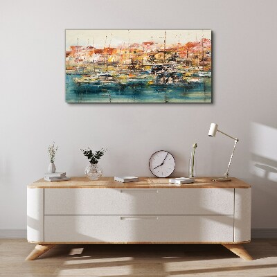 Port landscapes in pastel colors Print on canvas