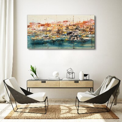 Port landscapes in pastel colors Print on canvas
