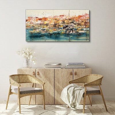 Port landscapes in pastel colors Print on canvas