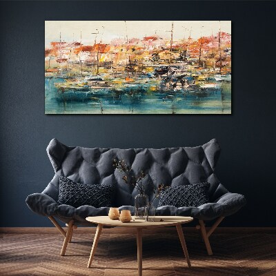Port landscapes in pastel colors Print on canvas