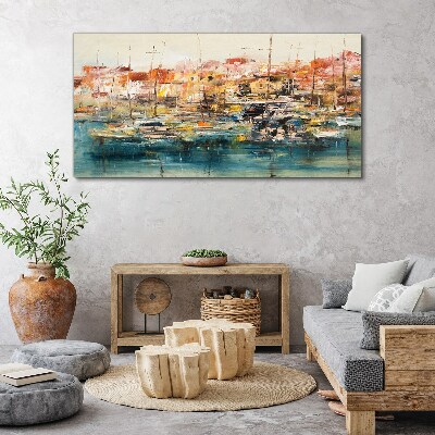 Port landscapes in pastel colors Print on canvas