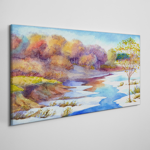 Spring landscape by the river Canvas wall art
