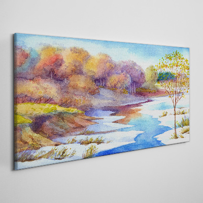 Spring landscape by the river Canvas wall art