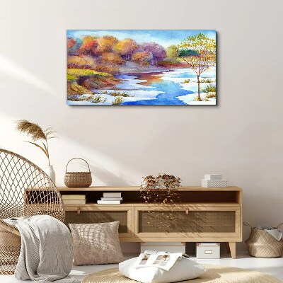 Spring landscape by the river Canvas wall art