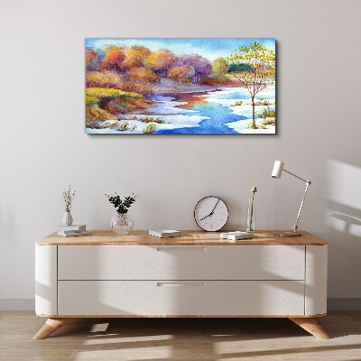 Spring landscape by the river Canvas wall art