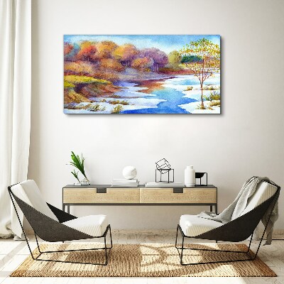 Spring landscape by the river Canvas wall art
