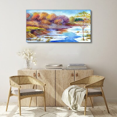 Spring landscape by the river Canvas wall art