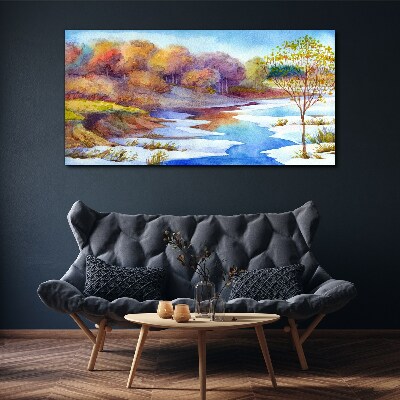 Spring landscape by the river Canvas wall art