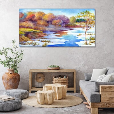 Spring landscape by the river Canvas wall art