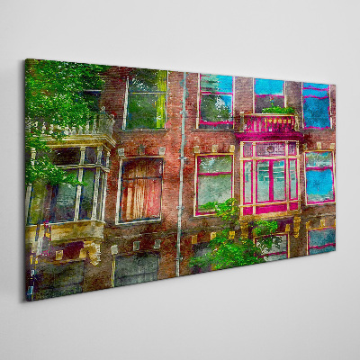 The colorful facades of Amsterdam's tenement houses Print on canvas