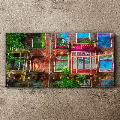 The colorful facades of Amsterdam's tenement houses Print on canvas