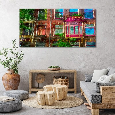 The colorful facades of Amsterdam's tenement houses Print on canvas