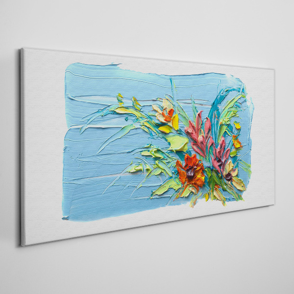 Flowers on a blue background Print on canvas