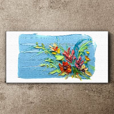 Flowers on a blue background Print on canvas