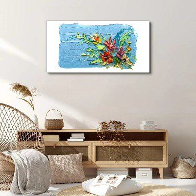 Flowers on a blue background Print on canvas