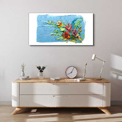 Flowers on a blue background Print on canvas