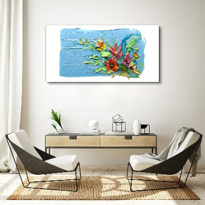Flowers on a blue background Print on canvas