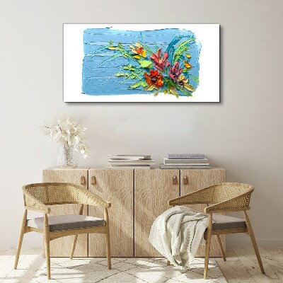 Flowers on a blue background Print on canvas