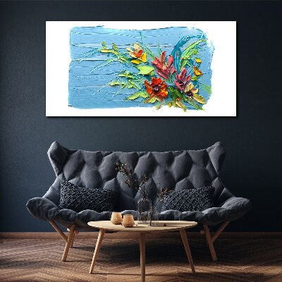 Flowers on a blue background Print on canvas