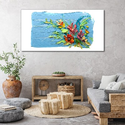 Flowers on a blue background Print on canvas