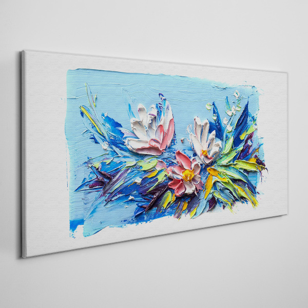 Floral landscape in shades of blue Canvas wall art