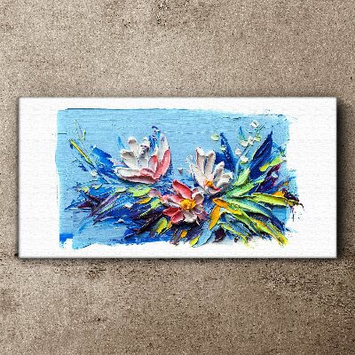 Floral landscape in shades of blue Canvas wall art