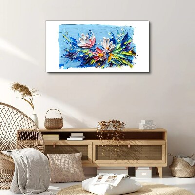 Floral landscape in shades of blue Canvas wall art