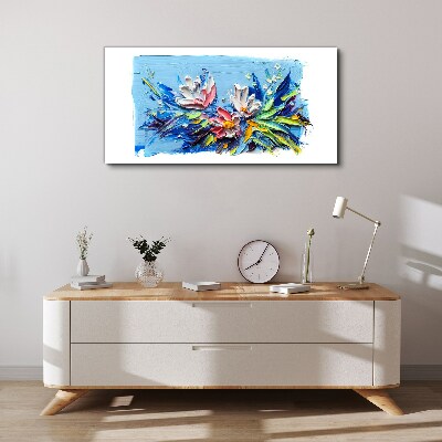 Floral landscape in shades of blue Canvas wall art