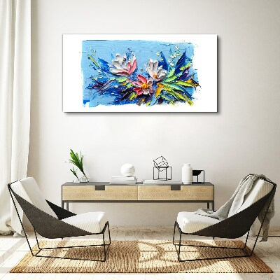 Floral landscape in shades of blue Canvas wall art