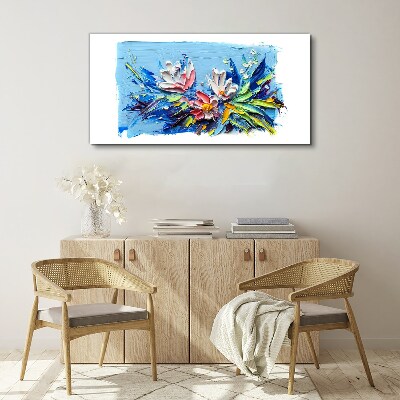 Floral landscape in shades of blue Canvas wall art