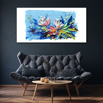Floral landscape in shades of blue Canvas wall art