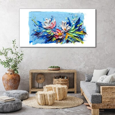 Floral landscape in shades of blue Canvas wall art