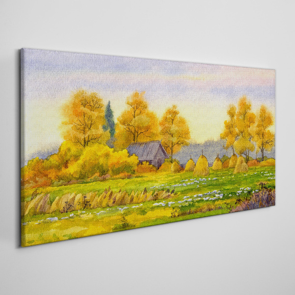 Golden autumn in the rural landscape Print on canvas