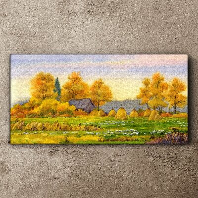 Golden autumn in the rural landscape Print on canvas