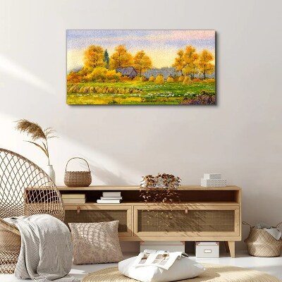 Golden autumn in the rural landscape Print on canvas