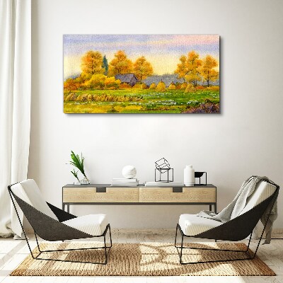 Golden autumn in the rural landscape Print on canvas