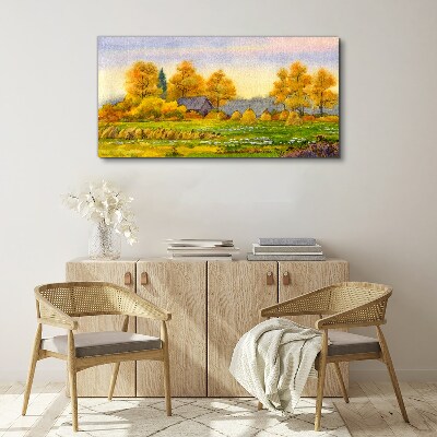 Golden autumn in the rural landscape Print on canvas