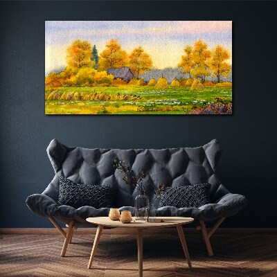 Golden autumn in the rural landscape Print on canvas
