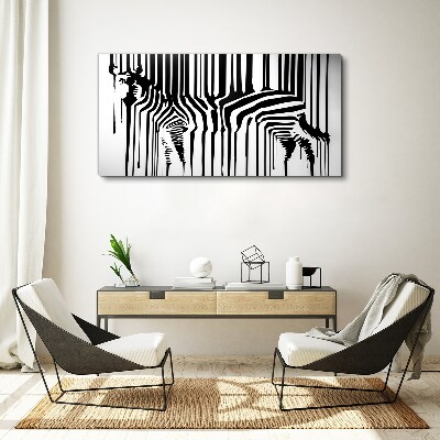 Distorted faces in black and white Print on canvas
