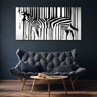 Distorted faces in black and white Print on canvas