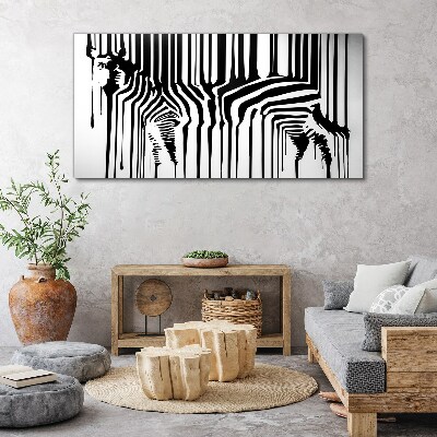 Distorted faces in black and white Print on canvas