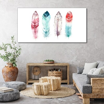Feathers in pastel shades Canvas wall art