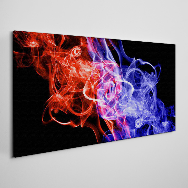 Dancing smoke in red and blue Print on canvas