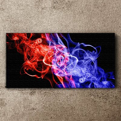 Dancing smoke in red and blue Print on canvas