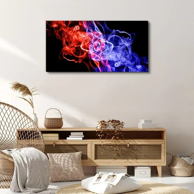Dancing smoke in red and blue Print on canvas